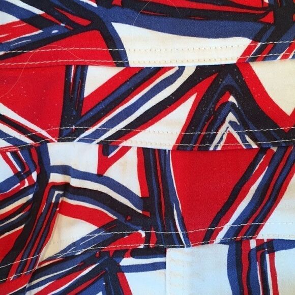 Focus 2000 pencil skirt red white blue abstract print stretch zippers 8 - Picture 3 of 7